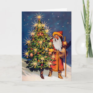 Victorian Living Tree and Santa Christmas Card
