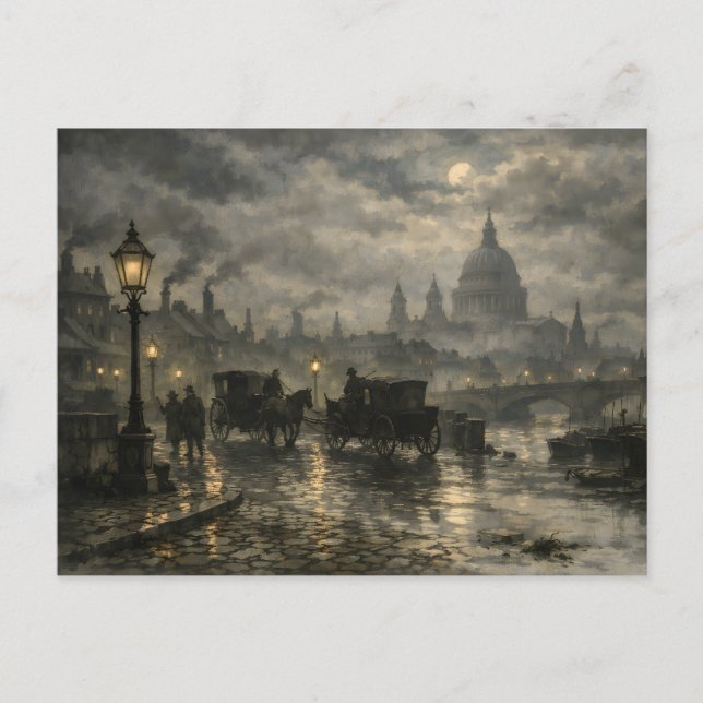 Victorian London Nightscape by BurnsInHell Postcard (Front)