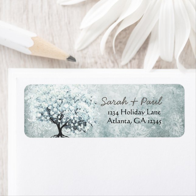 Victorian Love Bird Blue Damask Heart Leaf Tree (Insitu)