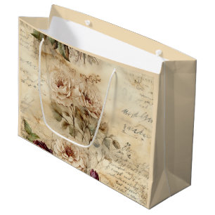 Victorian Love Letter Floral Parchment Large Gift Bag