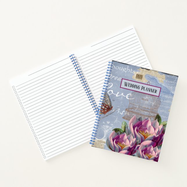 Victorian Love Thoughts Dreams Bird Cage Wedding Notebook (Inside)