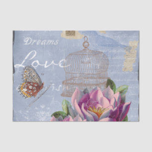 Victorian Love Thoughts Dreams Butterfly Bird Cage Tissue Paper