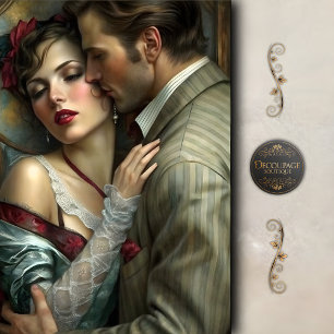 Victorian Lovers Intimate Embrace Decoupage Tissue Paper