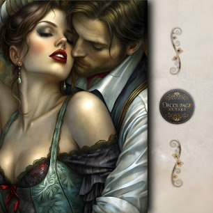 Victorian Lovers Seductive Embrace Decoupage Tissue Paper
