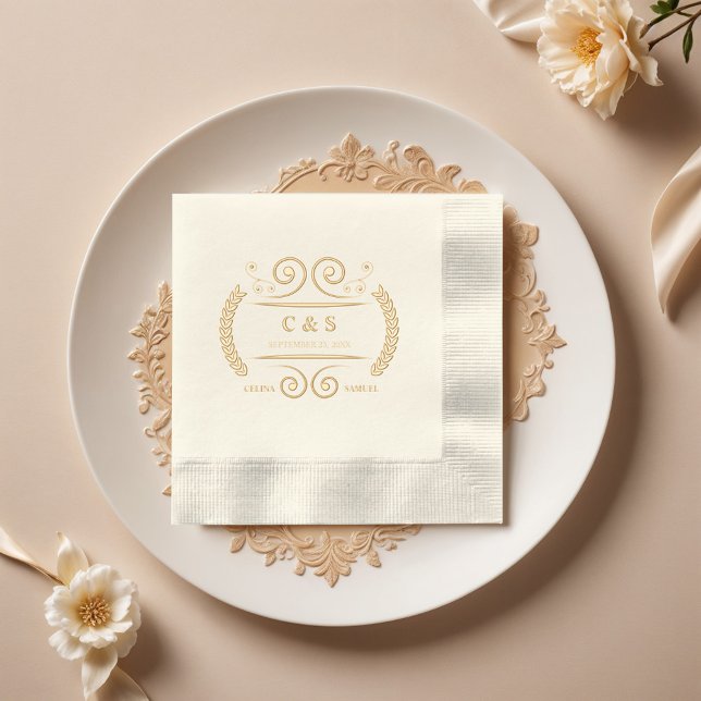 Victorian Luxurious Monogram Wedding Foil Napkins (Creator Uploaded)