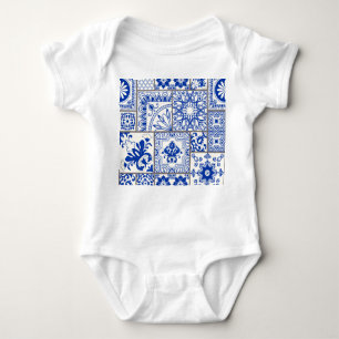 Victorian Majolica: Patchwork Tile Pattern. Baby Bodysuit