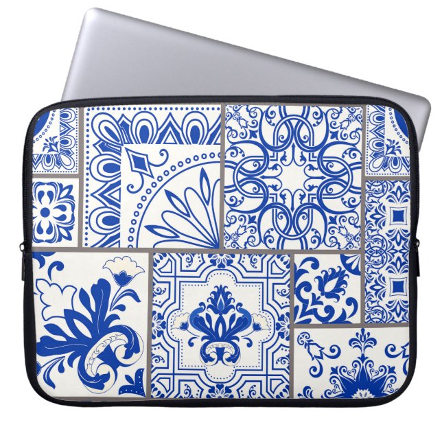 Victorian Majolica: Patchwork Tile Pattern. Laptop Sleeve (Front)