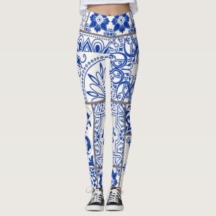 Victorian Majolica: Patchwork Tile Pattern. Leggings
