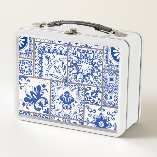 Victorian Majolica: Patchwork Tile Pattern. Metal Lunch Box (Front)