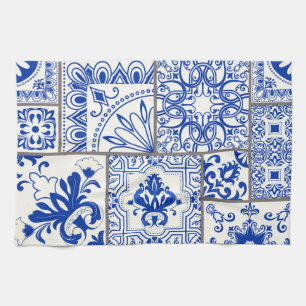 Victorian Majolica: Patchwork Tile Pattern. Tea Towel