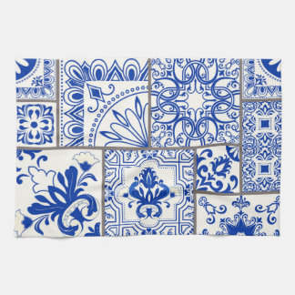 Victorian Majolica: Patchwork Tile Pattern. Tea Towel