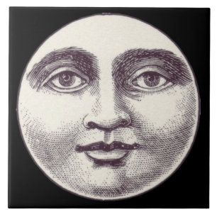 Victorian man in the moon ceramic tile