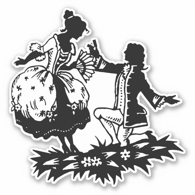 Victorian Man Proposing to Woman Silhouette Art  (Front)