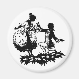 Victorian Man Proposing to Woman Silhouette Art Magnet
