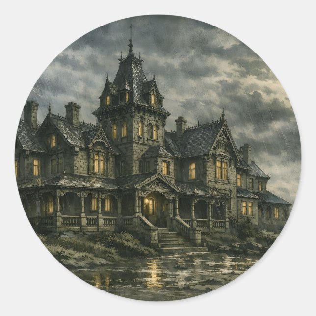 Victorian Mansion by BurnsInHell Classic Round Sticker (Front)