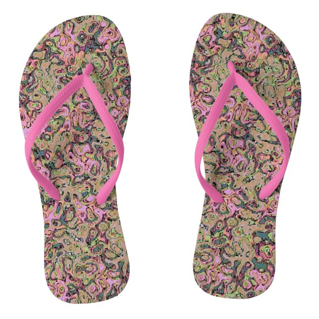 Victorian Marble Pink Beige Print Design Jandals (Footbed)