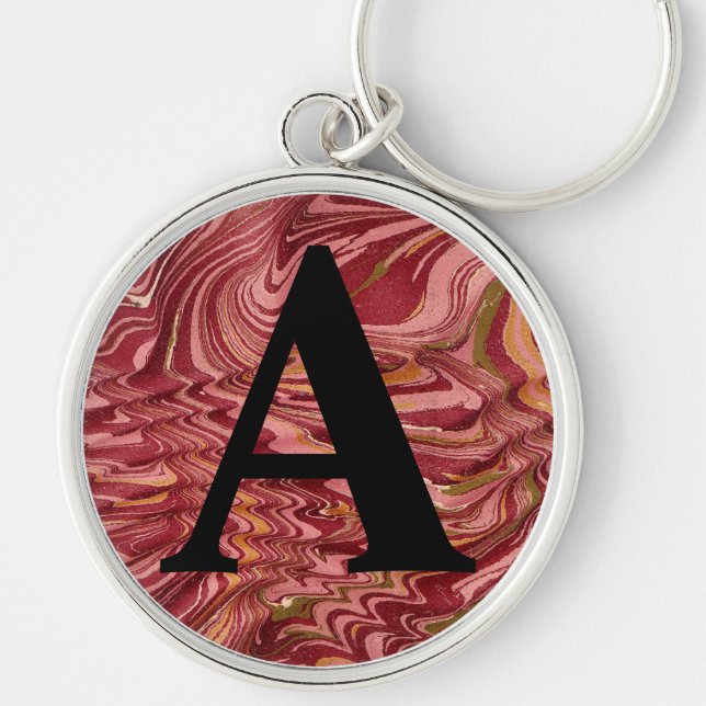 Victorian Marbled Paper Personalised Initial Key Ring (Front)