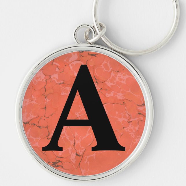 Victorian Marbled Paper Personalised Initial Key Ring (Front)