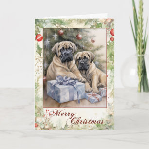 Victorian Mastiff Puppy Christmas Holiday Card