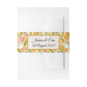Victorian Meadow yellow RSVP card Invitation Belly Band