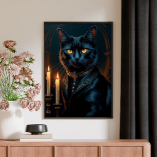  Victorian Mediaeval Black Cat Gallery Art Poster
