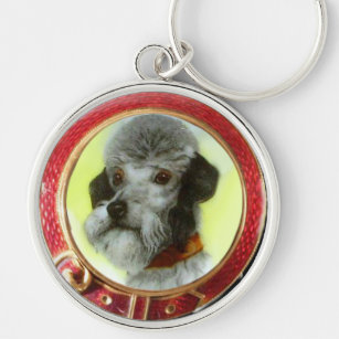 VICTORIAN MINIATURE DOG PORTRAITS AIREDALE TERRIER KEY RING