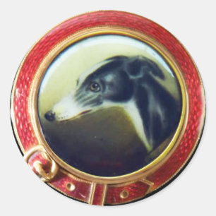 VICTORIAN MINIATURE DOG PORTRAITS Irish Greyhound Classic Round Sticker