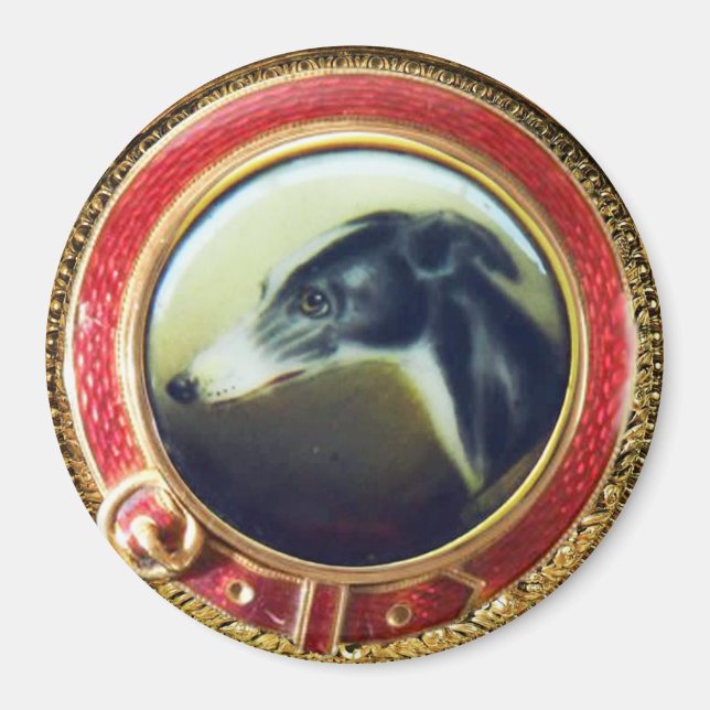 VICTORIAN MINIATURE DOG PORTRAITS Irish Greyhound Magnet (Front)