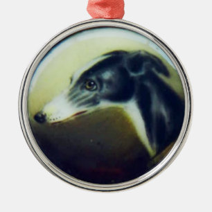 VICTORIAN MINIATURE DOG PORTRAITS Irish Greyhound Metal Tree Decoration