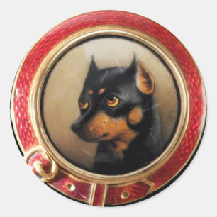 VICTORIAN MINIATURE DOG PORTRAITS Pincher Classic Round Sticker