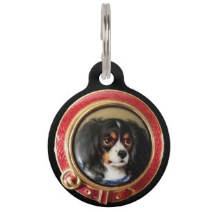 VICTORIAN MINIATURE DOG PORTRAITS Tricolor Spaniel Pet Tag