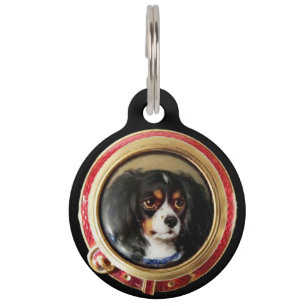 VICTORIAN MINIATURE DOG PORTRAITS Tricolor Spaniel Pet Tag