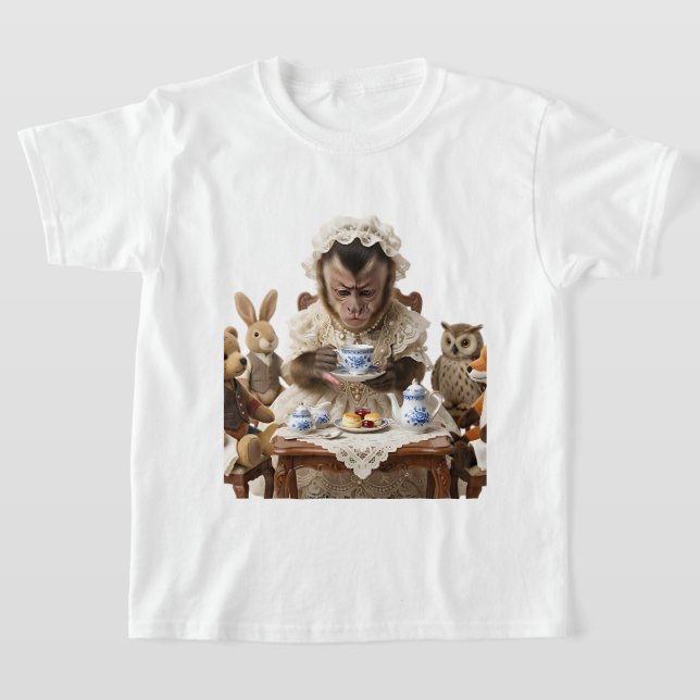 Victorian Monkey Tea Party T-Shirt (Laydown)