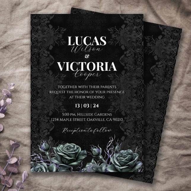 Victorian Moody Floral Gothic Wedding invitation (Creator Uploaded)