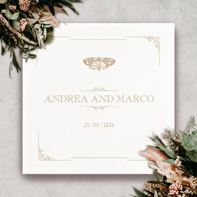 Victorian Moth Elegant Gothic Wedding Napkin (Gothic Moth Tattoo Vintage Wedding Napkin)