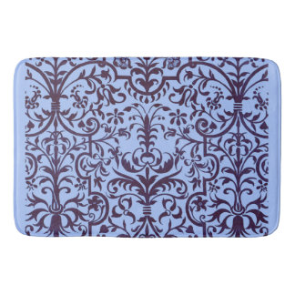 Victorian motif in blue bath mat
