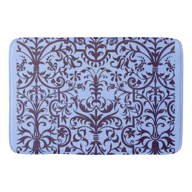 Victorian motif in blue bath mat (Front)