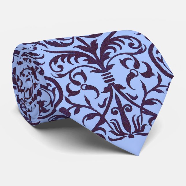Victorian motif in blue tie (Rolled)