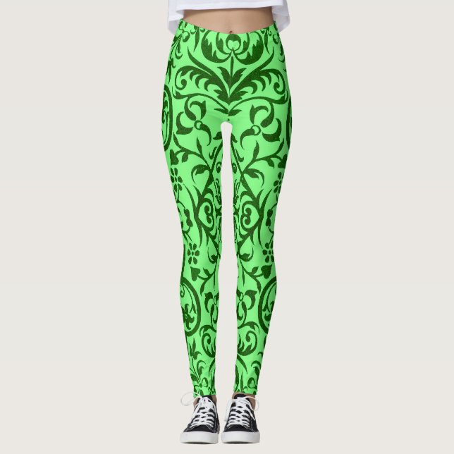 Victorian motif in green leggings (Front)