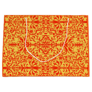 Victorian motif in orange large gift bag