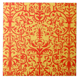 Victorian motif in orange tile