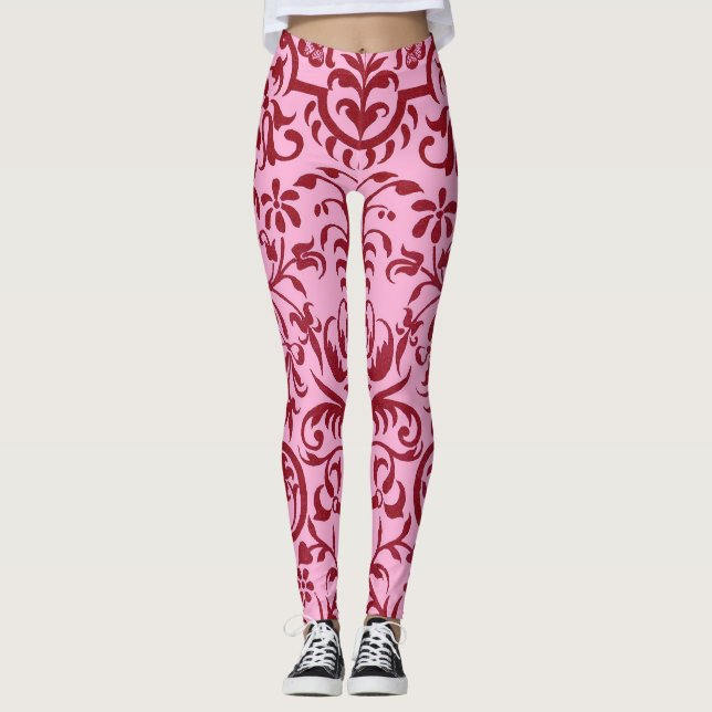 Victorian motif in pink leggings (Front)