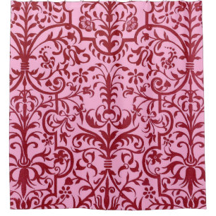 Victorian motif in pink shower curtain