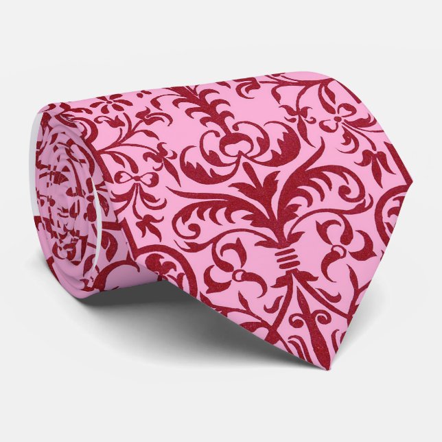 Victorian motif in pink tie (Rolled)