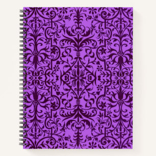 Victorian motif in purple notebook