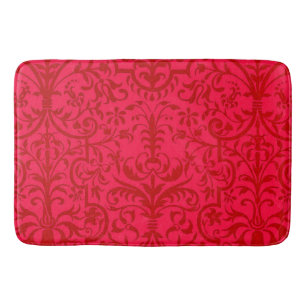 Victorian motif in red bath mat