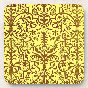 Victorian motif in yellow coaster