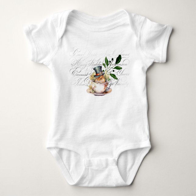 Victorian Mouse in Tea cup Baby Bodysuit (Front)