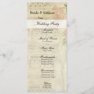 Victorian Music and Rose Wedding Program Programme