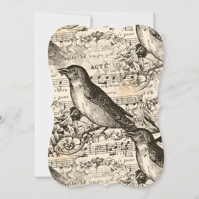 victorian music birds invitation (Front)